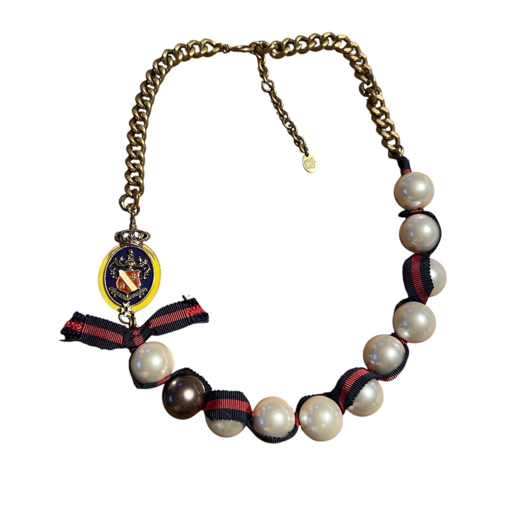 Juicy Couture Necklace Vintage Pearl Ribbon Y2K